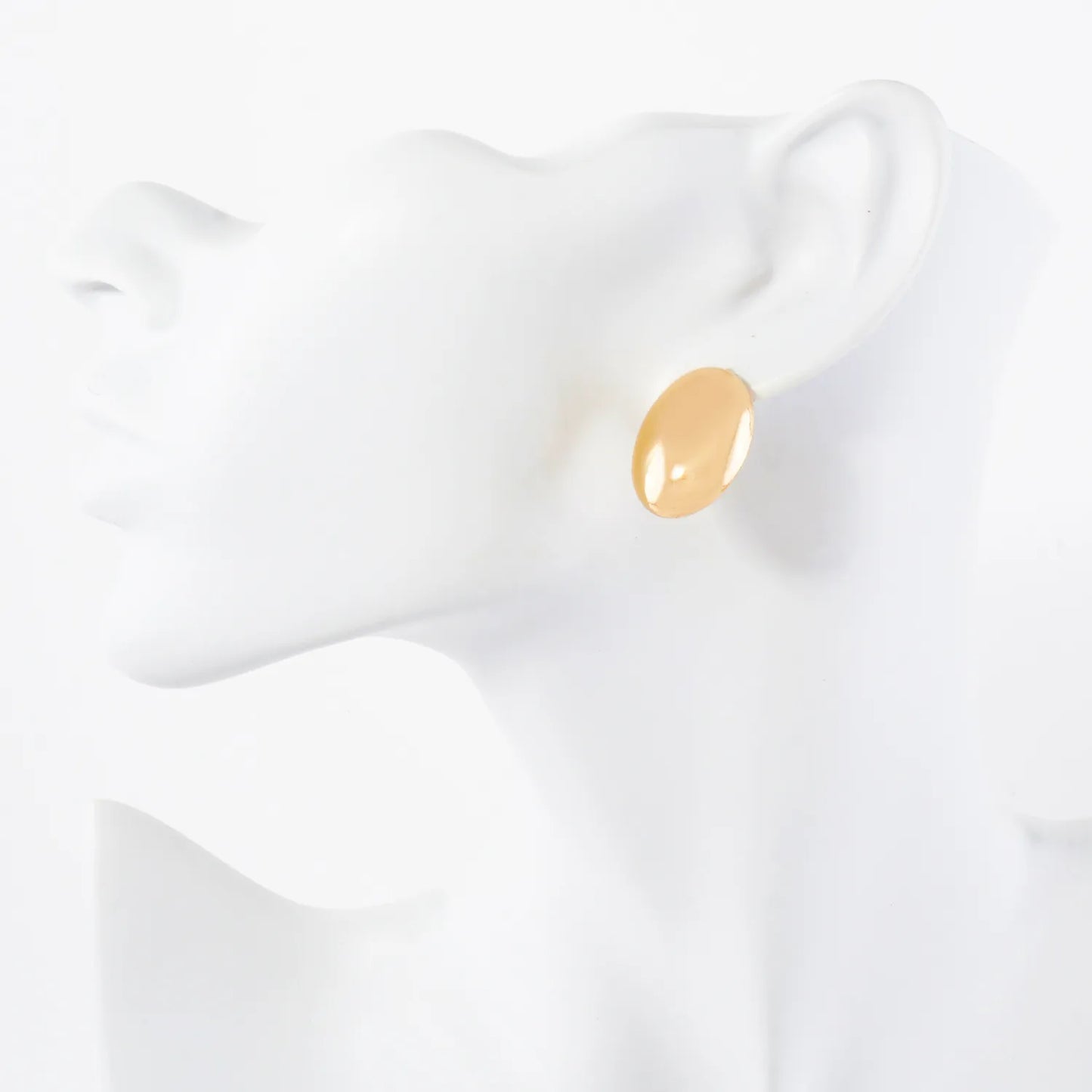 Metal Oval Shape Stud Earrings With-Titanium-Post