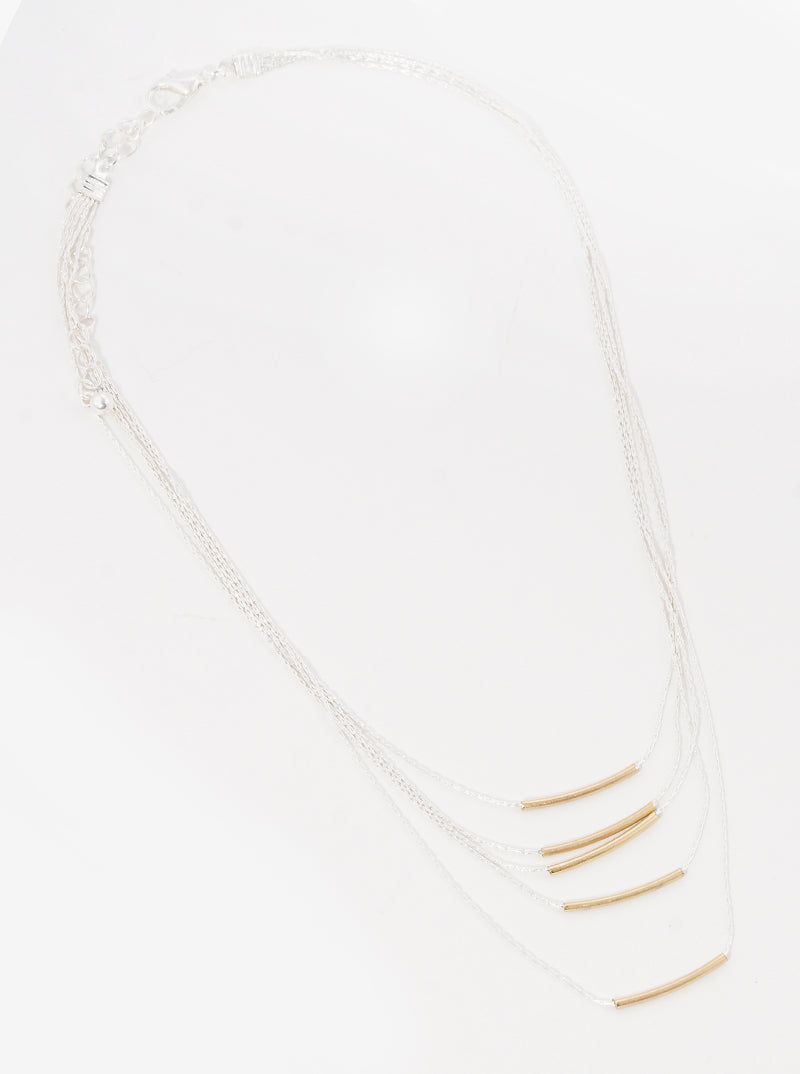 Metal Rectangle Bar Chain Layered Necklaces