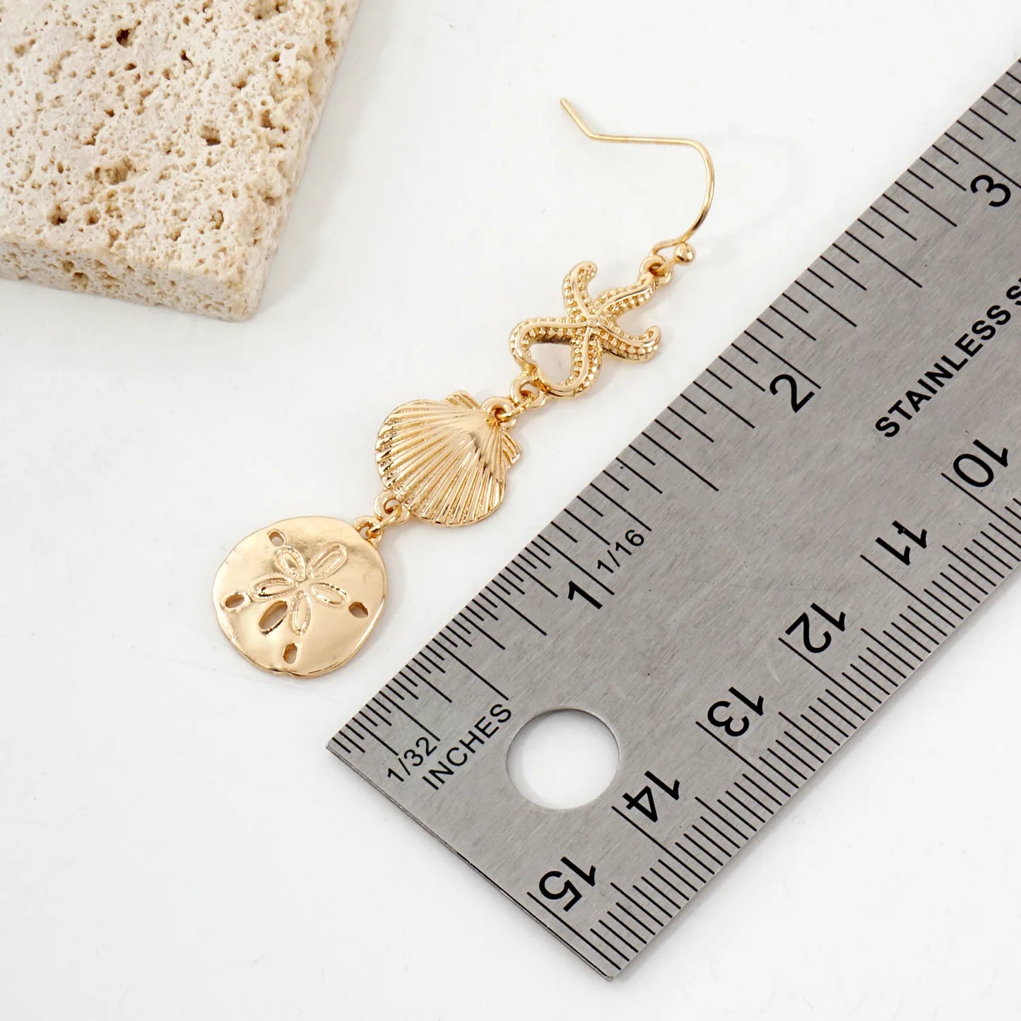 Metal Starfish Seashell Sand-Dollar Drop Sea-Life Dangle Earrings