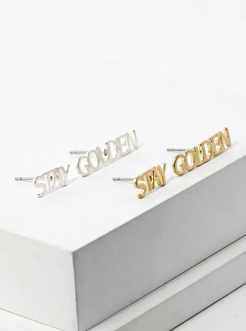 Metal Stay Golden Dainty Post Stud Earrings