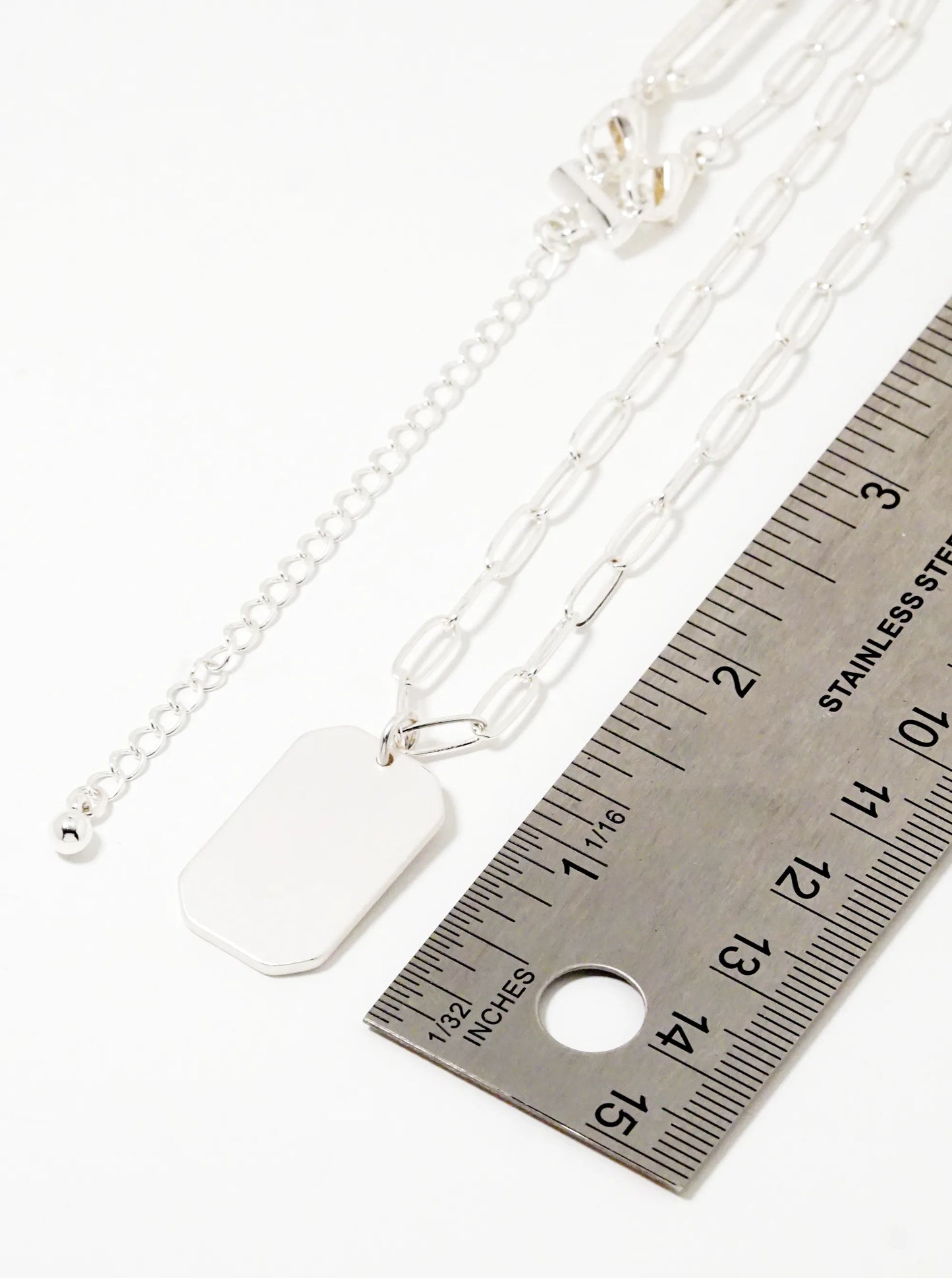 Metal Tag Pendant Layered Chain Necklace