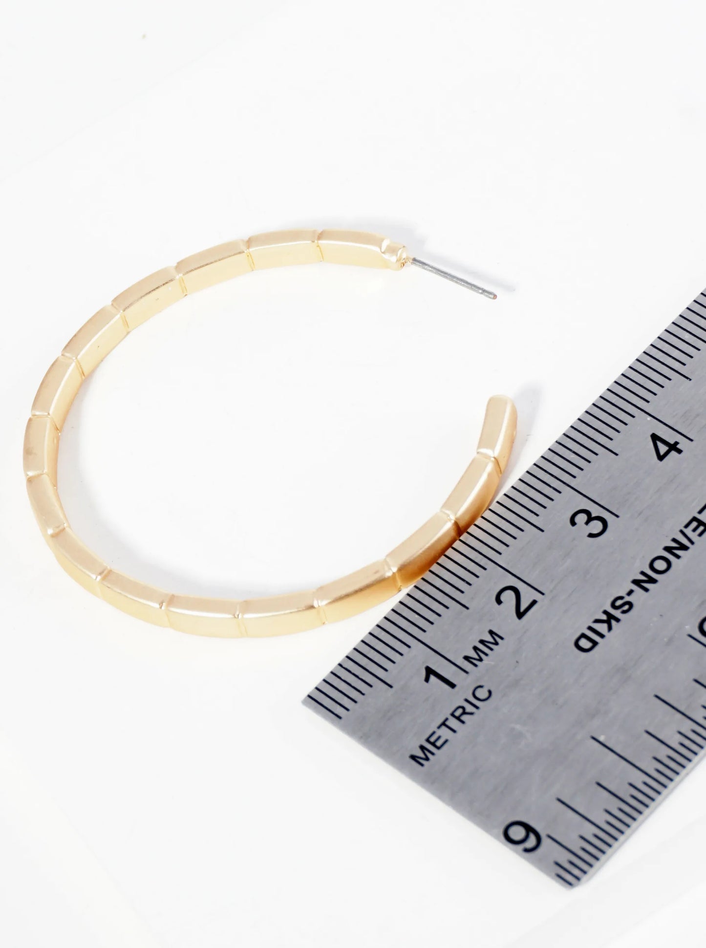 Metal Textured 45mm Open Hoop Earrings