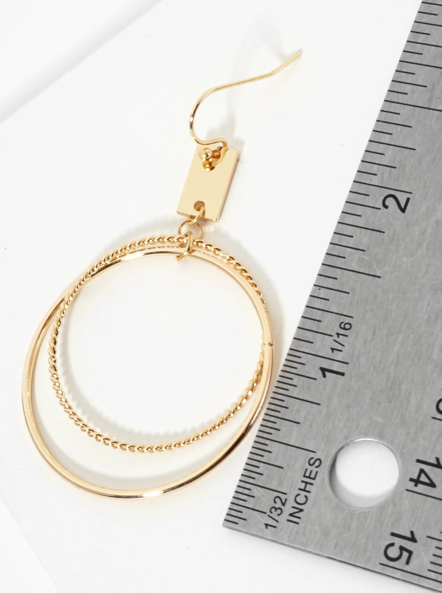Metal Textured Dual Circle Drop Earrings