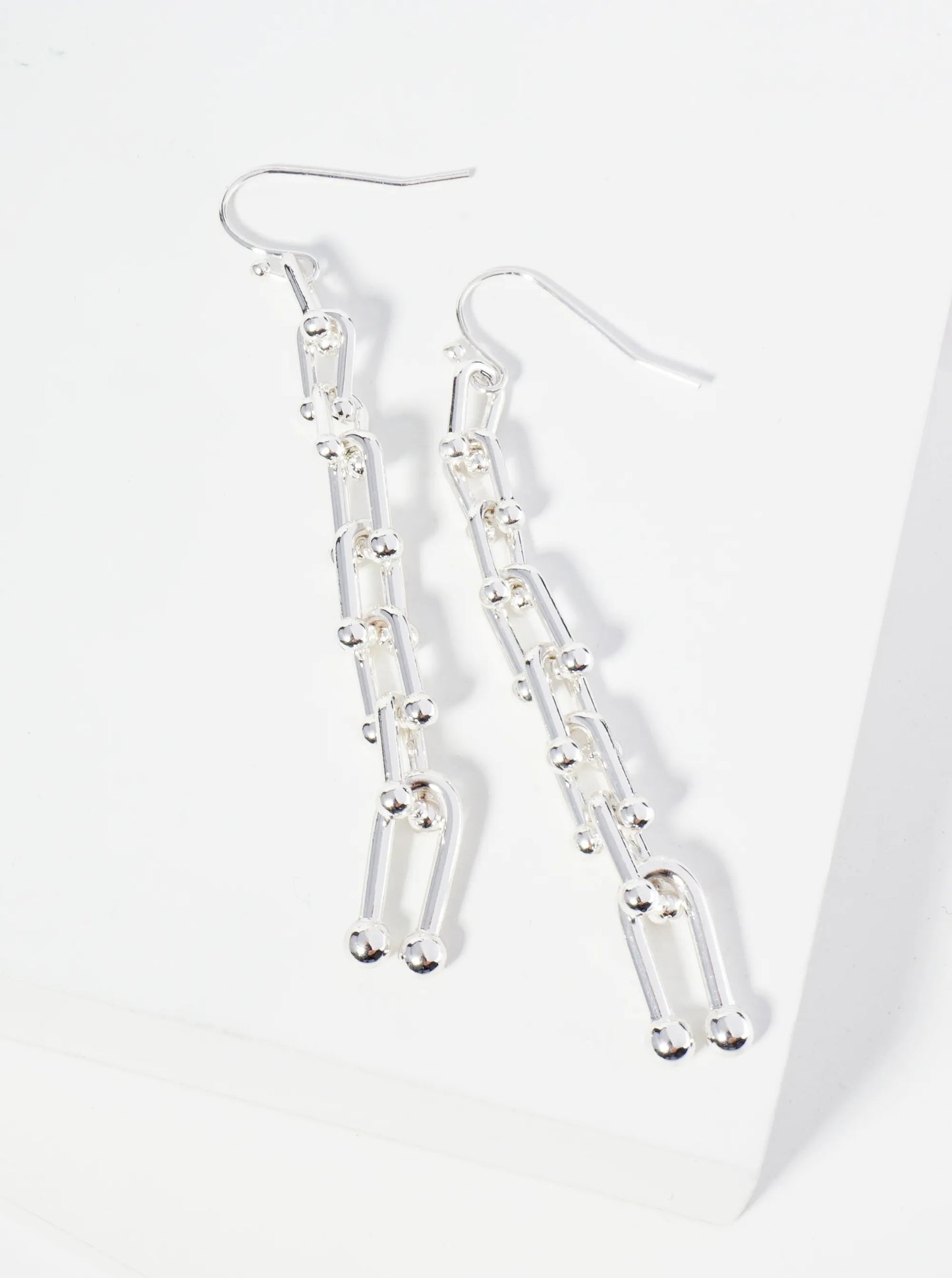 Metal U-Shape Link Chain Dangle Earrings