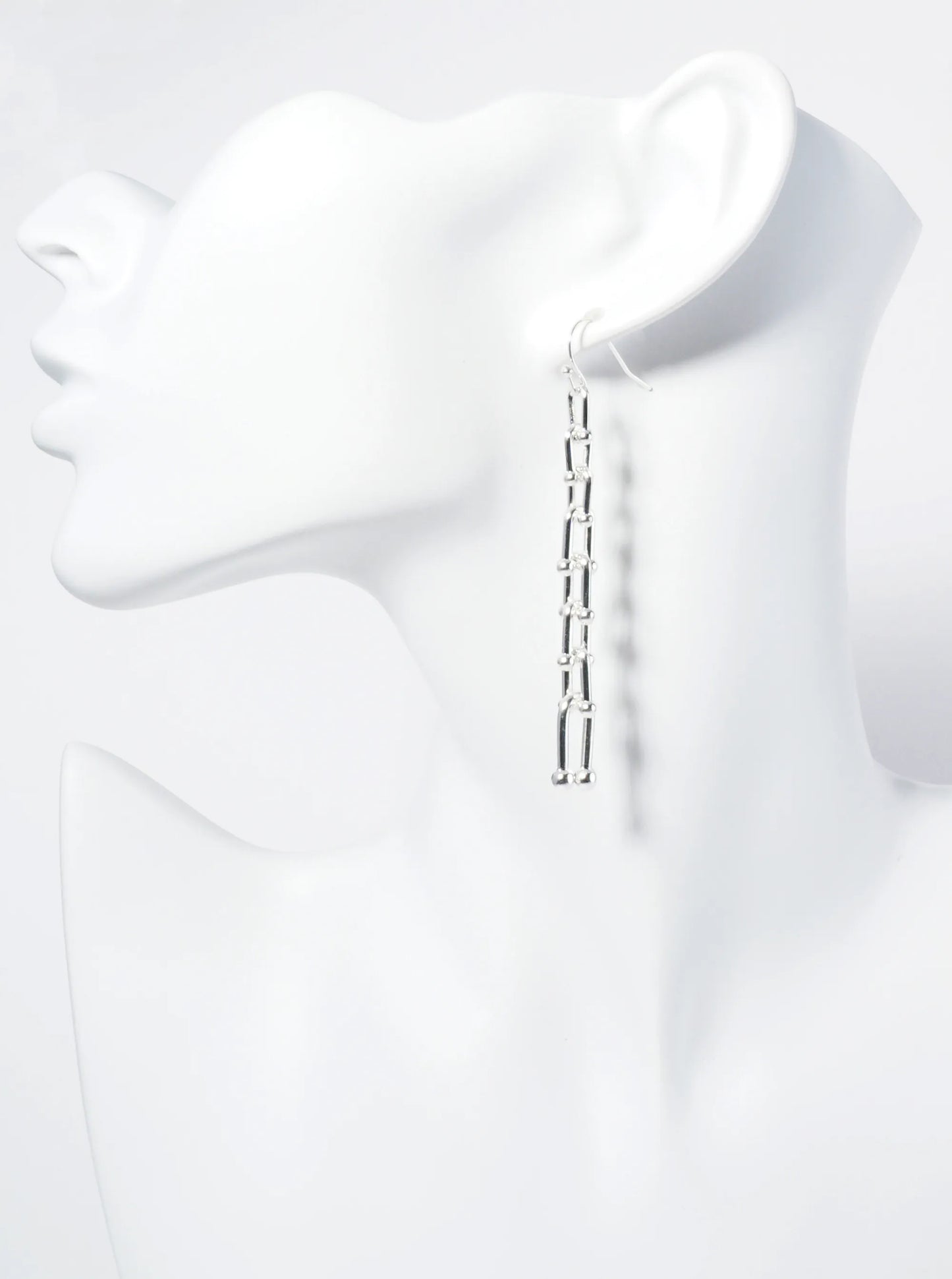 Metal U-Shape Link Chain Dangle Earrings