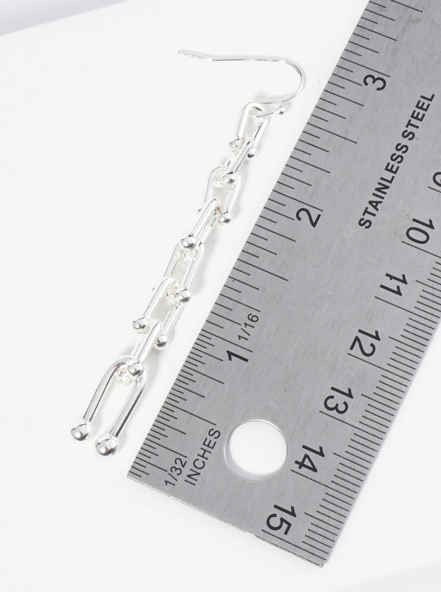 Metal U-Shape Link Chain Dangle Earrings