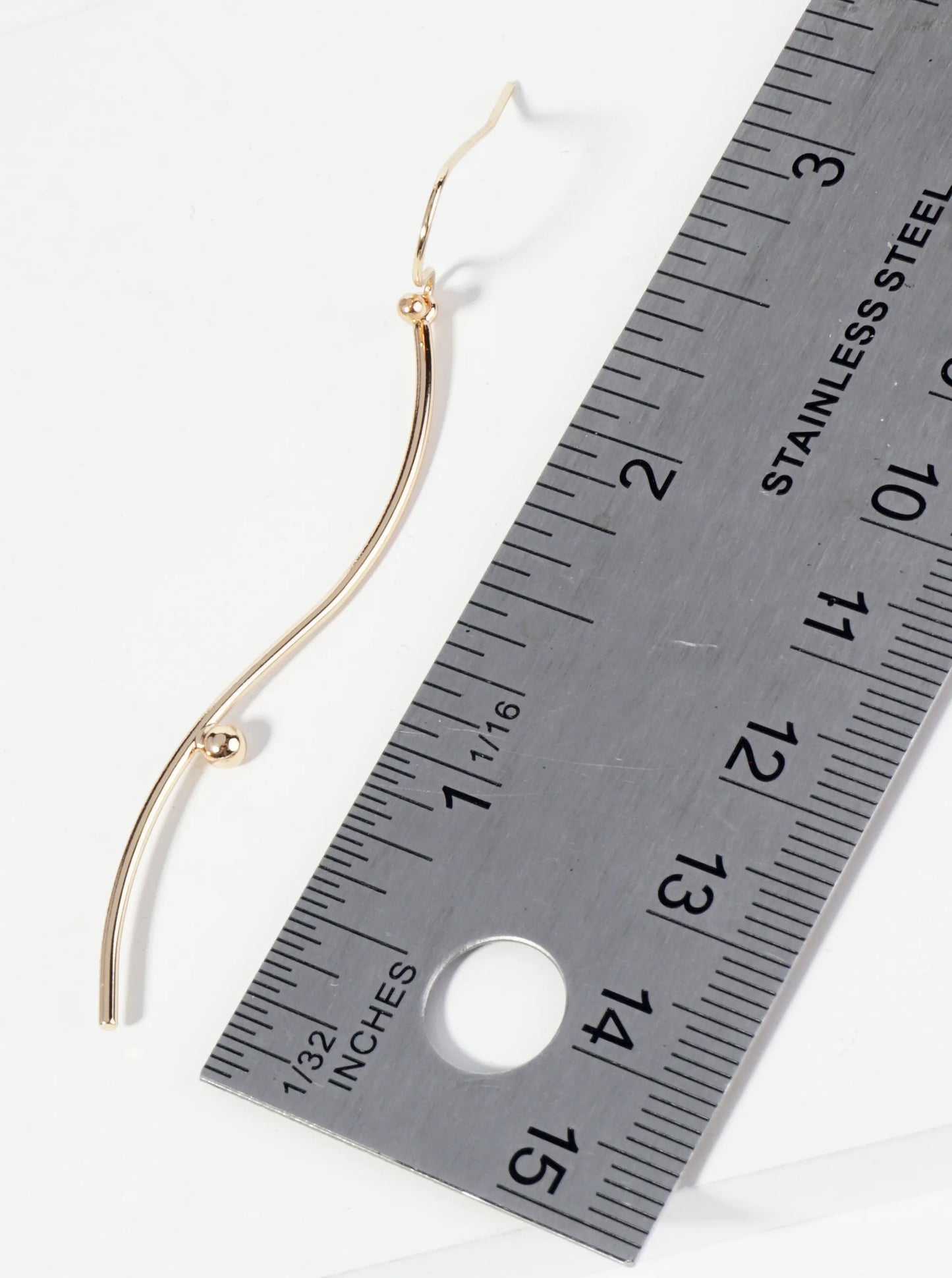 Metal Wavy Bar Dangle Drop Earrings