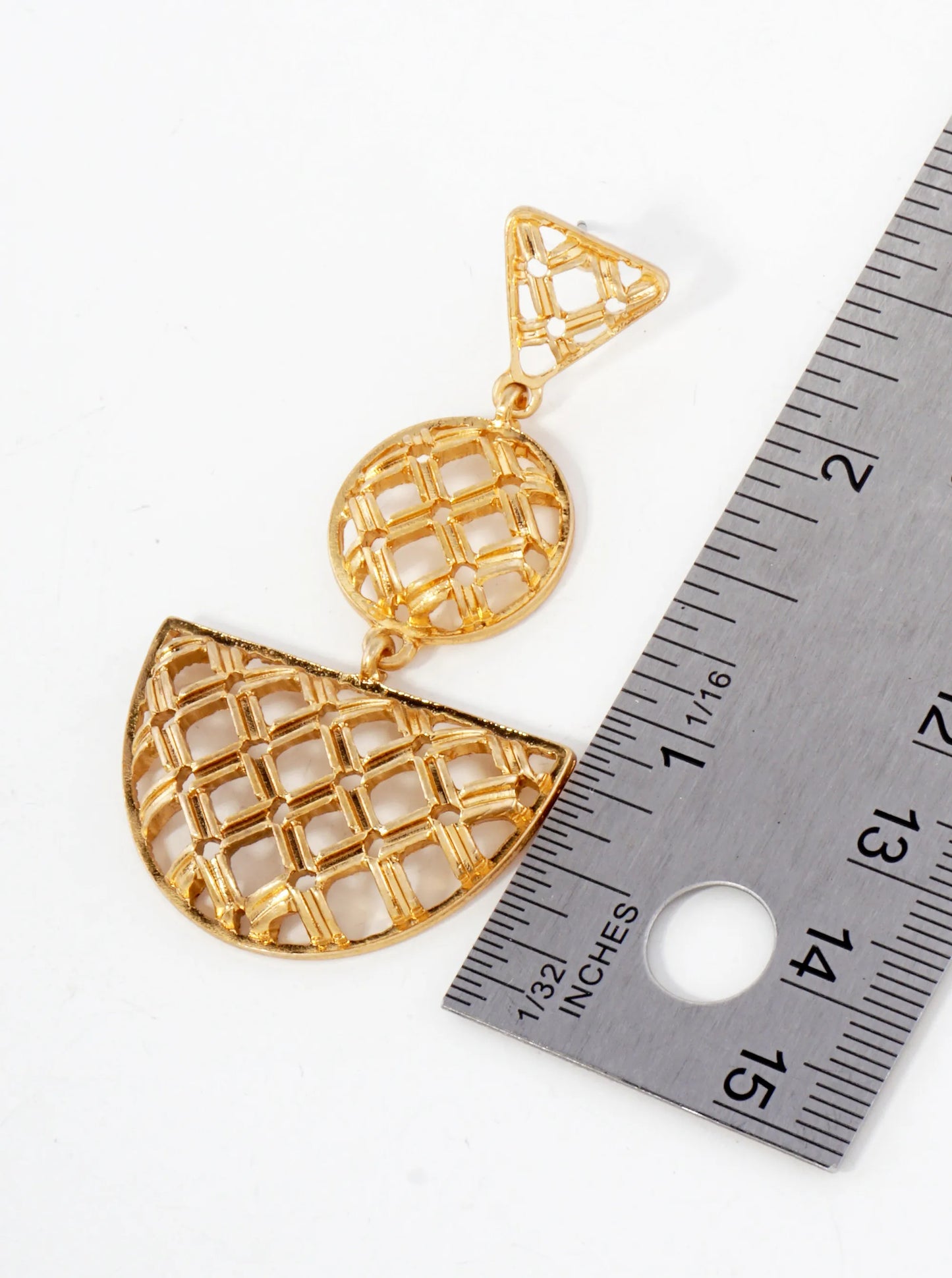 Metal Woven-Texture Geometric Dangle Drop Earrings With-Titanium-Post