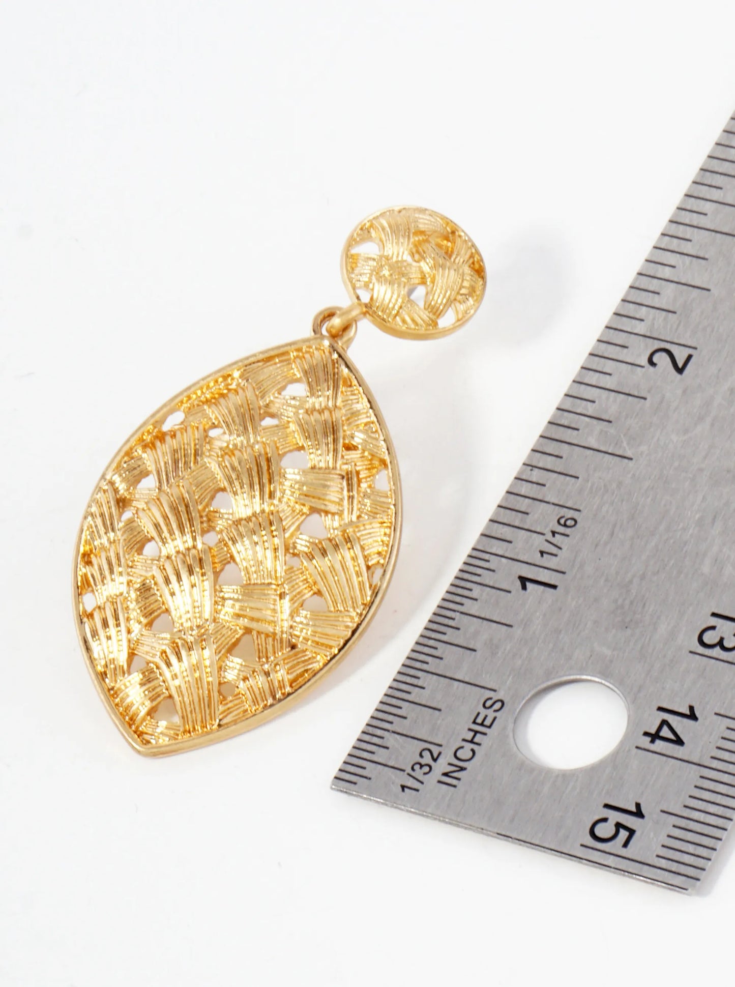 Metal Woven-Texture Marquise Drop Dangle Earrings With-Titanium-Post