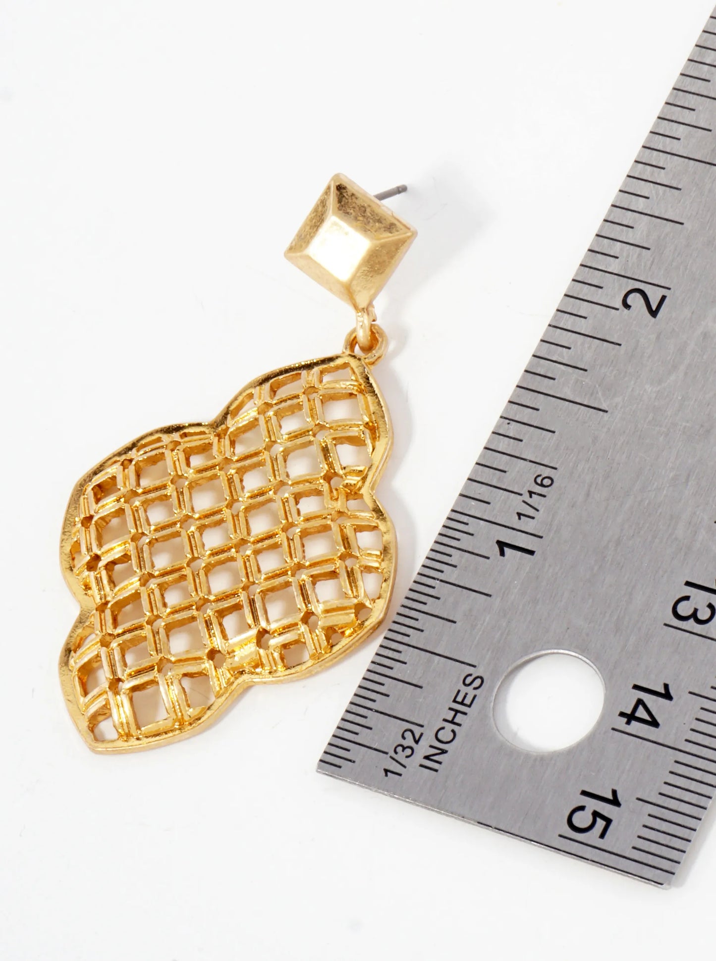 Metal Woven-Texture Quatrefoil Drop Dangle Earrings With-Titanium-Post