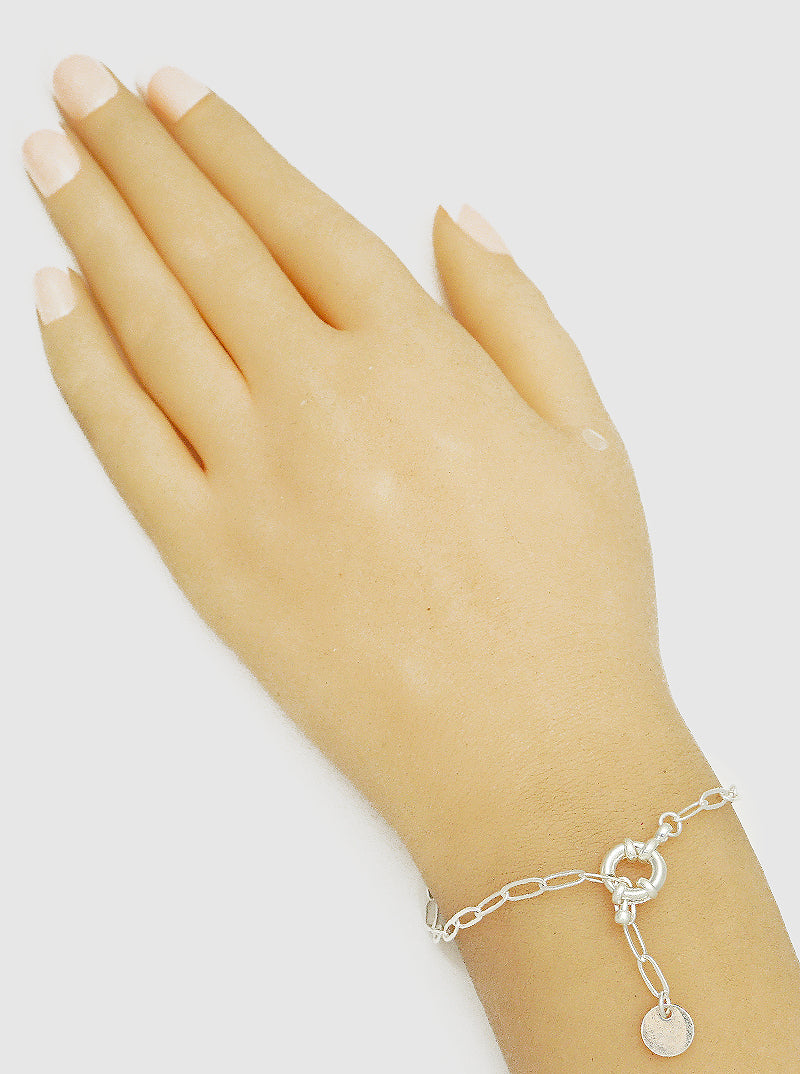 Metal Chain Bracelet With Disc Charm