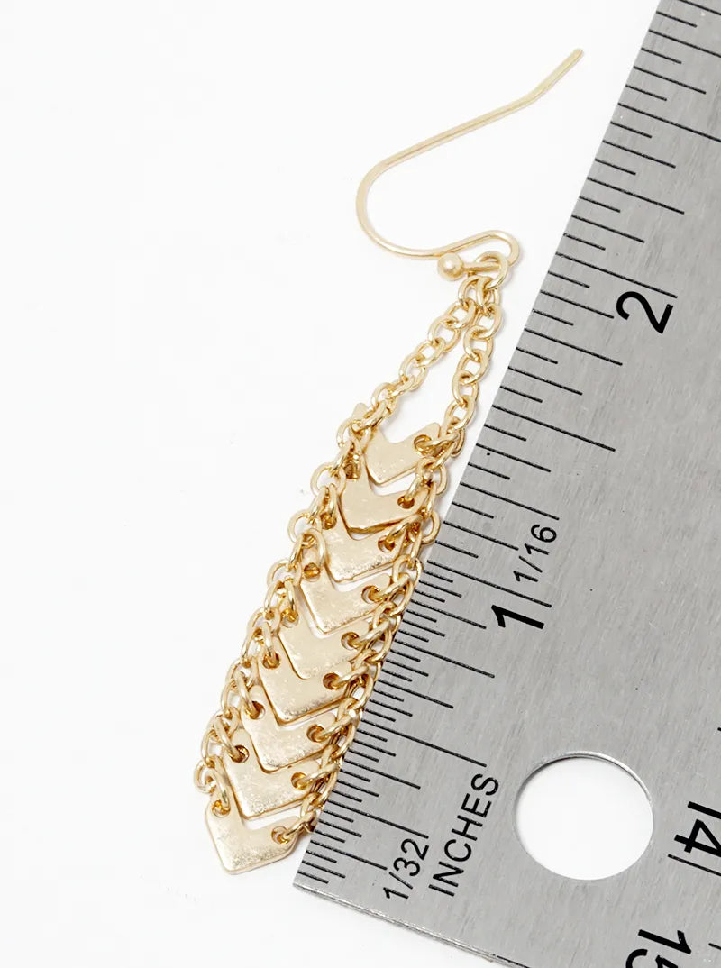 Metal Chevron Chain Drop Dangle Earrings