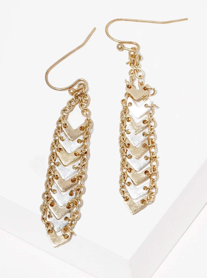 Metal Chevron Chain Drop Dangle Earrings