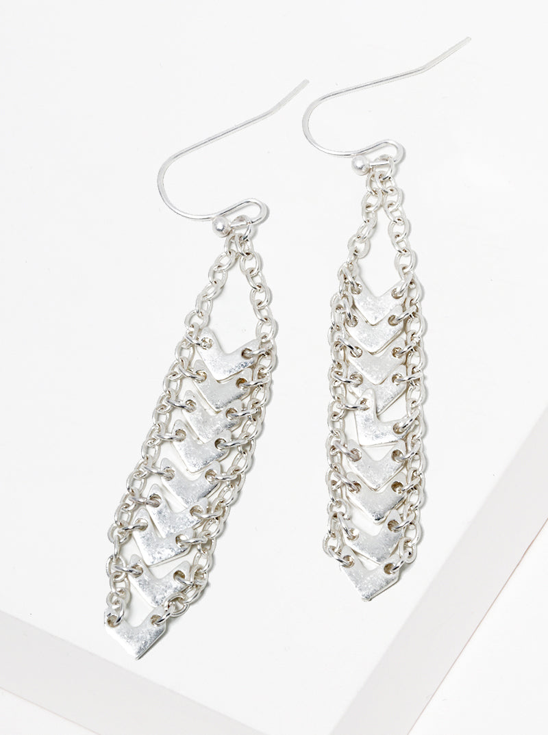 Metal Chevron Chain Drop Dangle Earrings