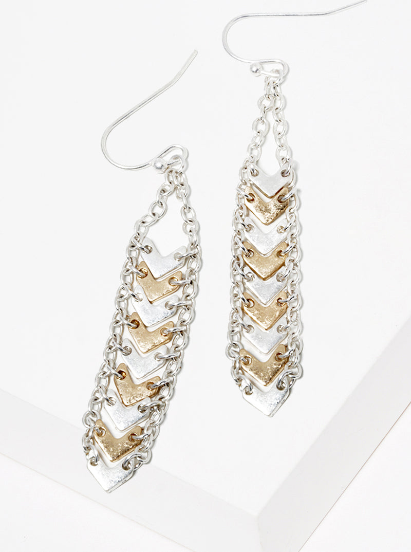 Metal Chevron Chain Drop Dangle Earrings