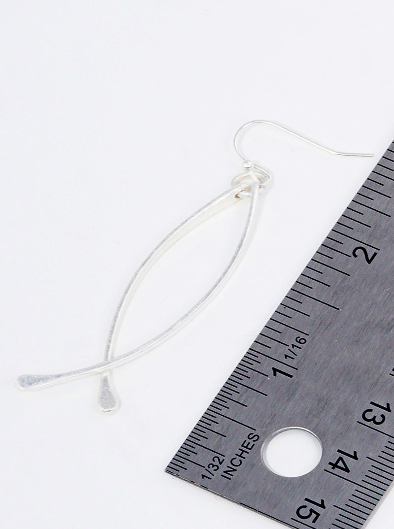 Metal Classy Double Curved Bar Dangle Drop Earrings