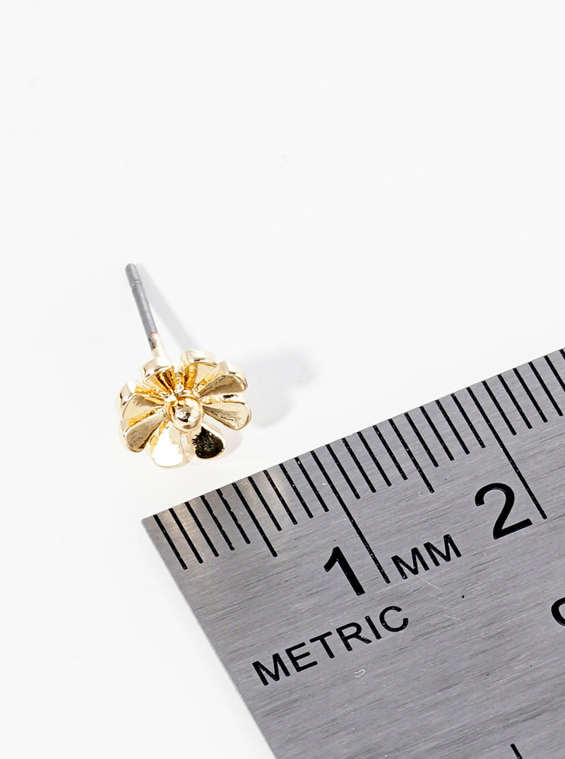 Metal Dainty Floral Flower Petal Post Stud Earrings