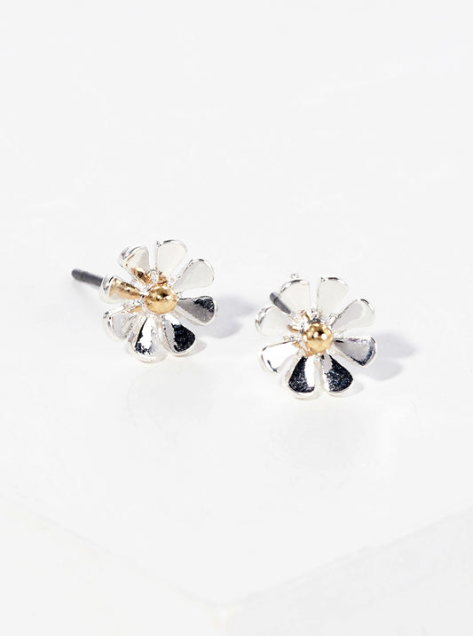 Metal Dainty Floral Flower Petal Post Stud Earrings