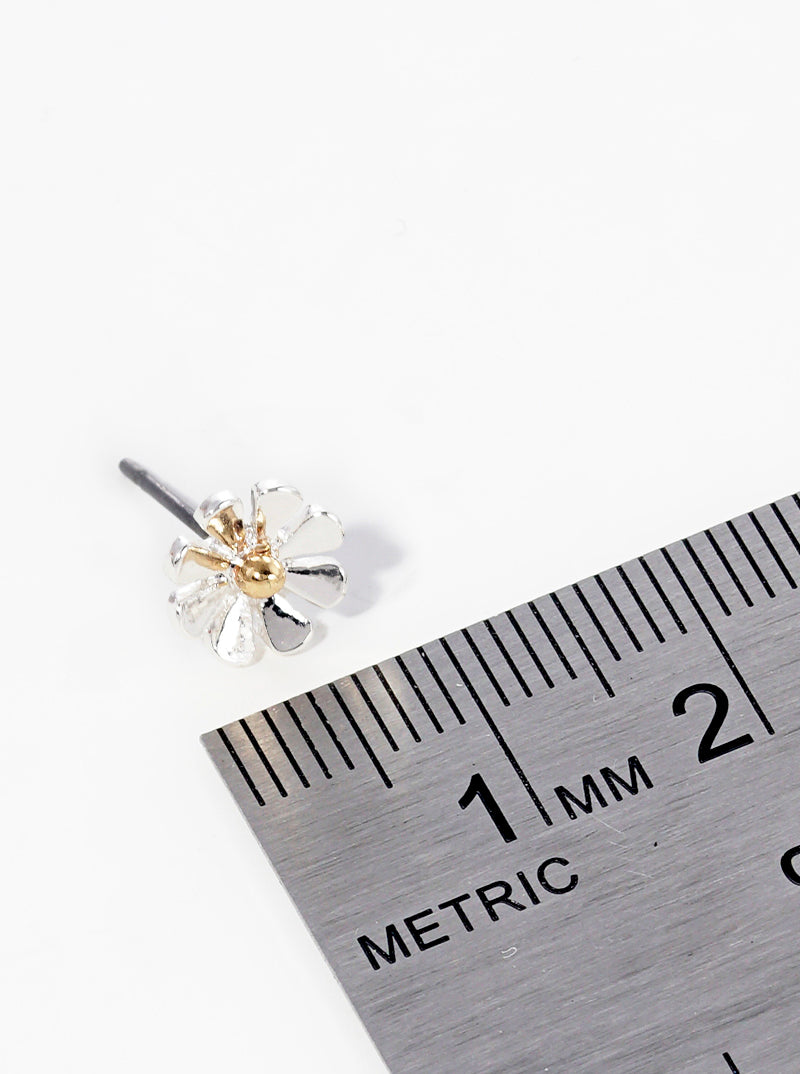 Metal Dainty Floral Flower Petal Post Stud Earrings