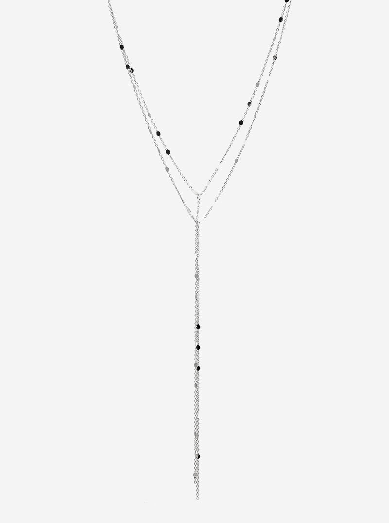 Metal Delicate Layered Lariat Necklace Set With Earrings