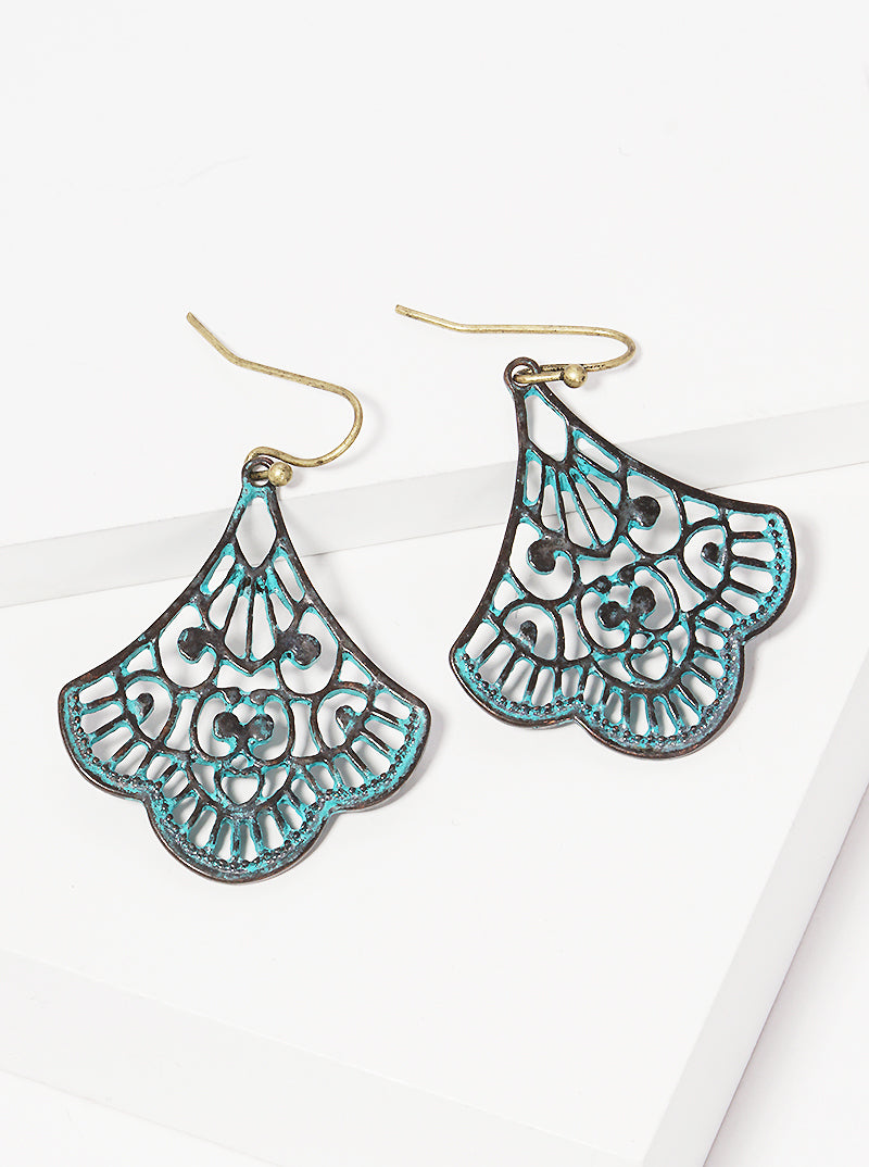 Metal Filigree Dangle Drop Earrings