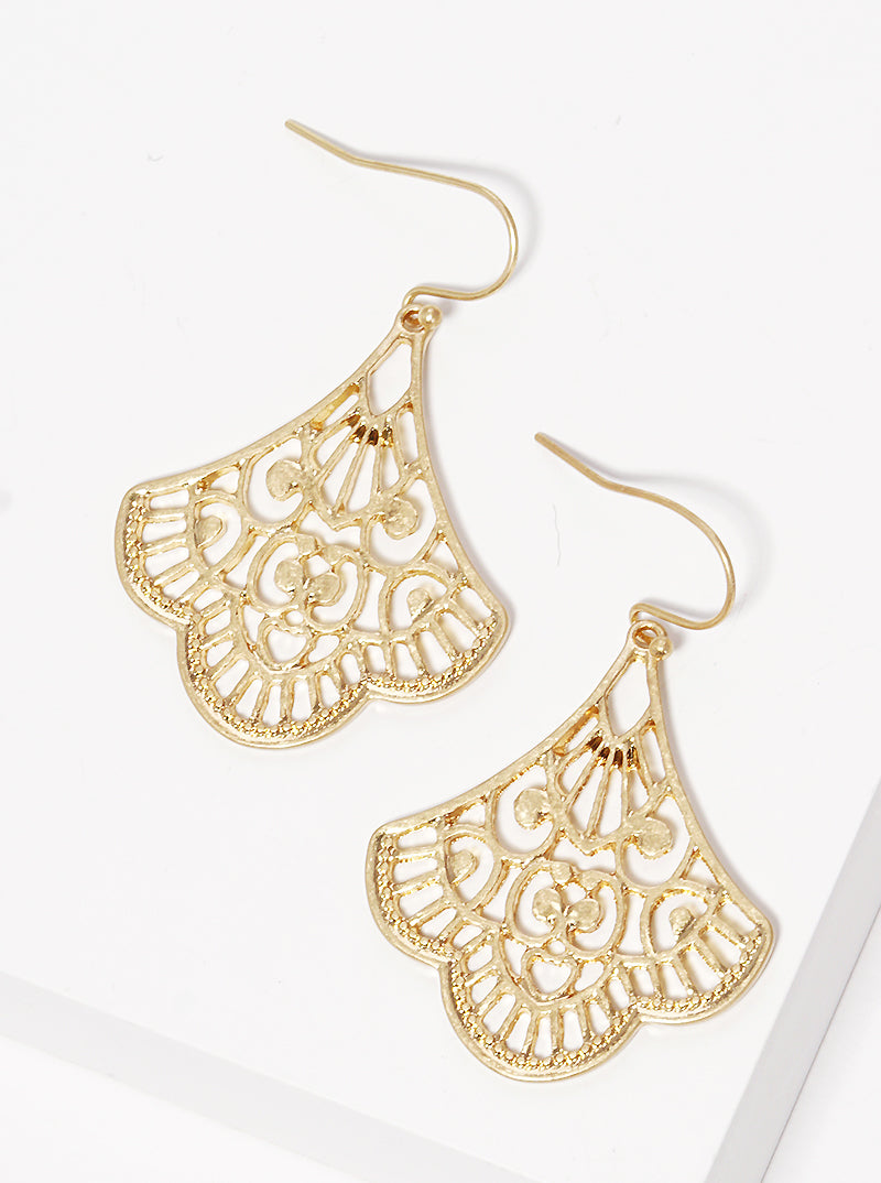 Metal Filigree Dangle Drop Earrings