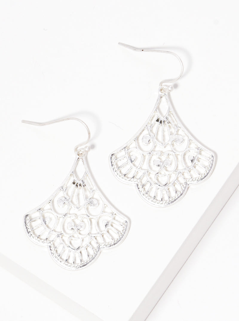 Metal Filigree Dangle Drop Earrings