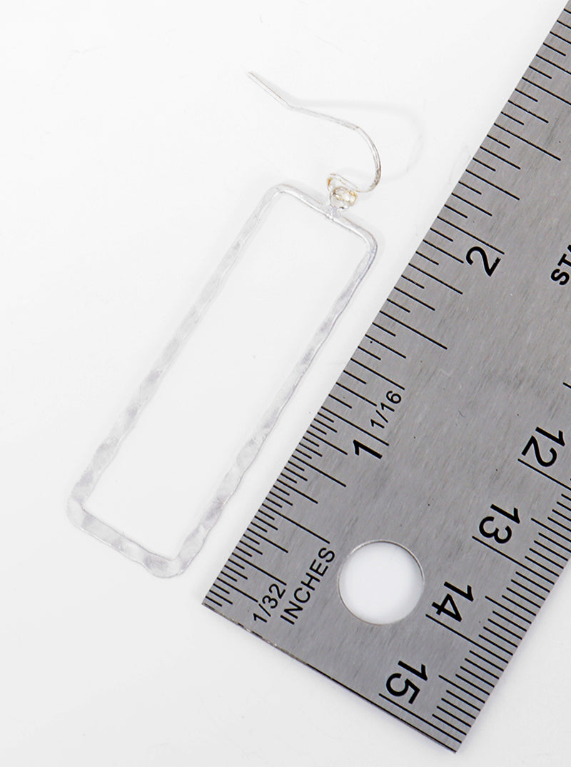 Metal Hammer Textured Rectangle Shape Dangle Drop Earrings