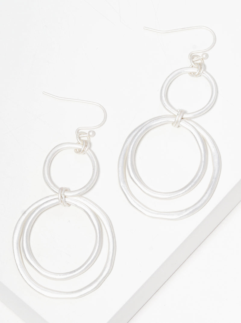 Metal Interlocking Circles Fishhook Dangle Drop Earrings