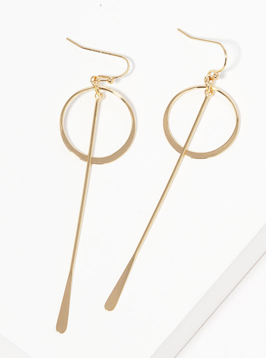 Metal Lightweight Round Bar Drop Delicate Dangle Drop Earrings