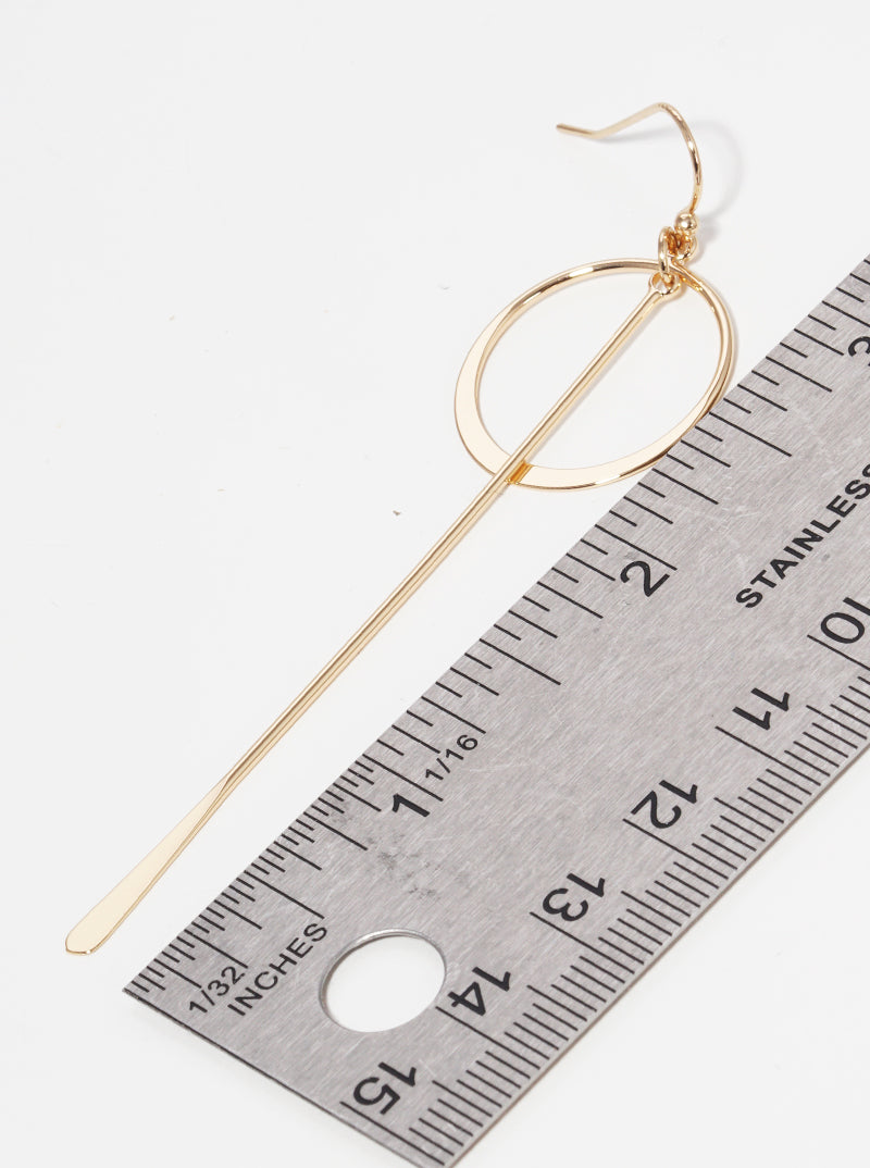 Metal Lightweight Round Bar Drop Delicate Dangle Drop Earrings