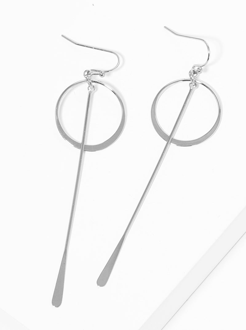 Metal Lightweight Round Bar Drop Delicate Dangle Drop Earrings