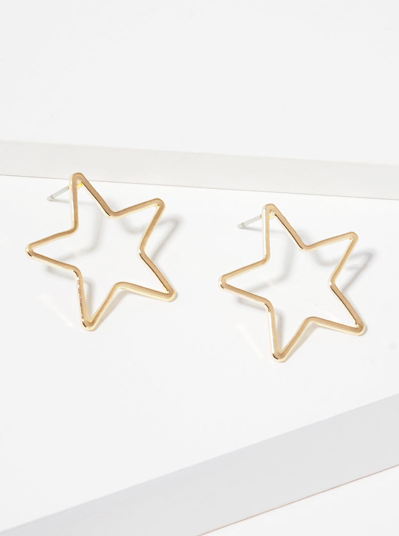Metal Lightweight Star Post Stud Earrings