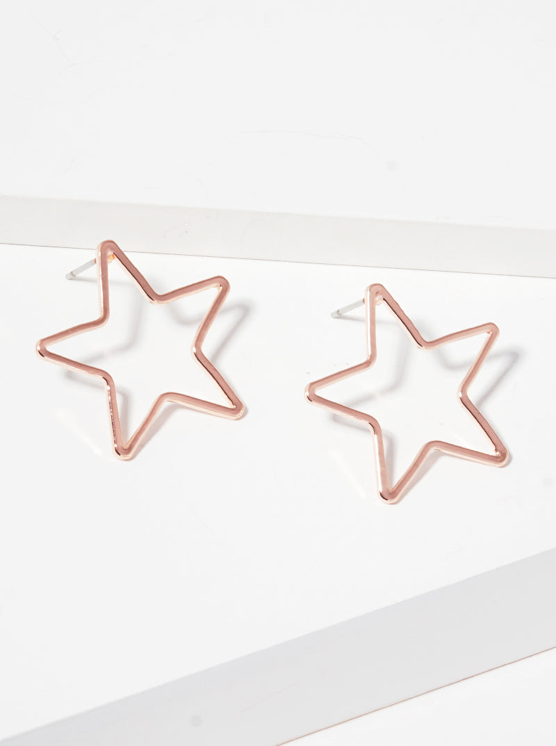 Metal Lightweight Star Post Stud Earrings