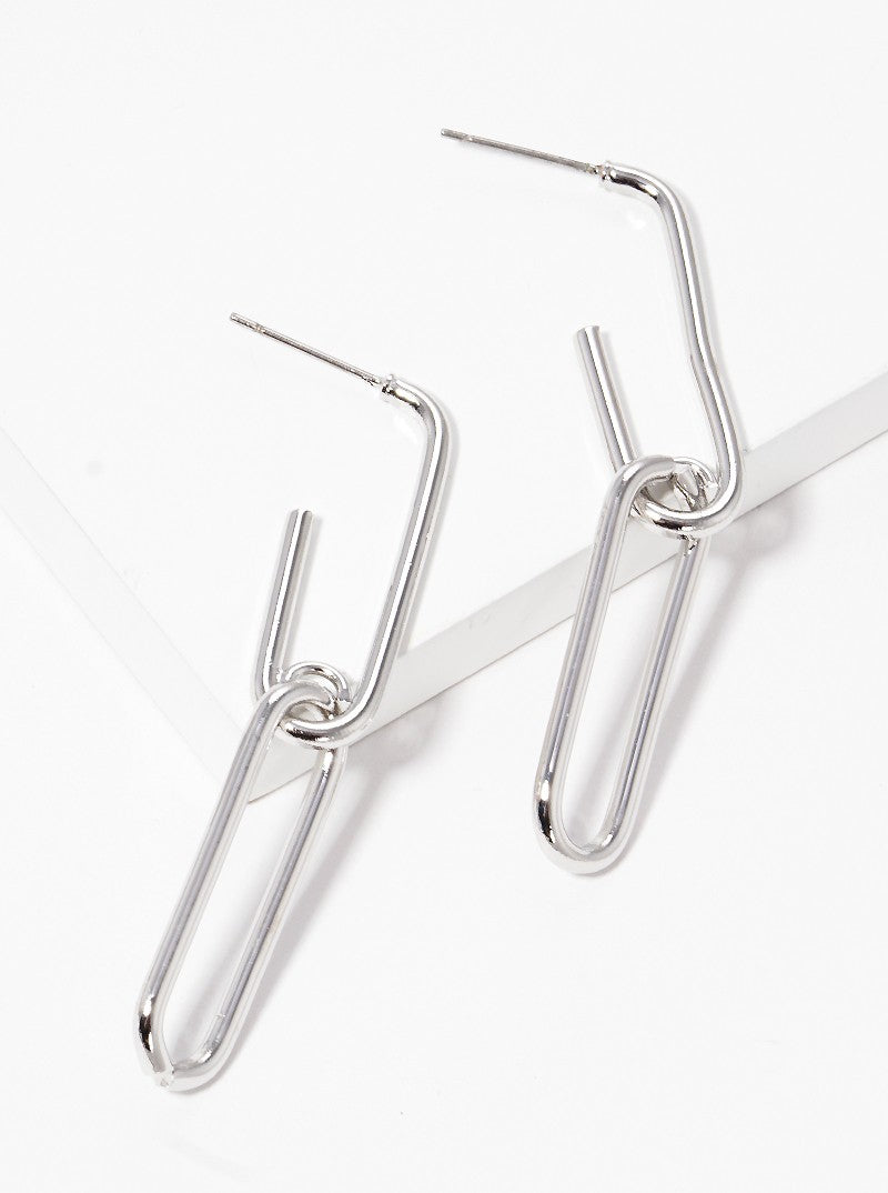 Metal Link Chain Dangle Drop Earrings