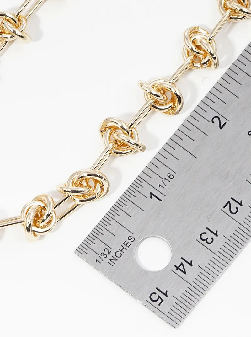 Metal Love Knot Chain Necklace Set With Earrings