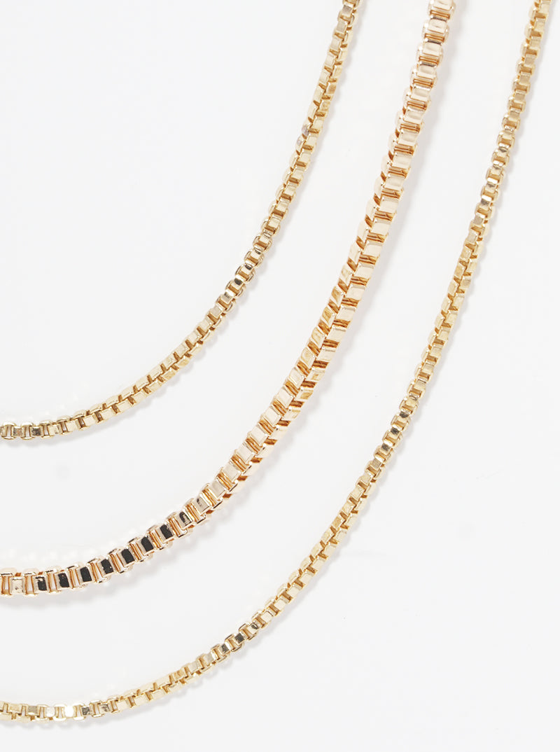Metal Multi Box Chain Layered Necklace