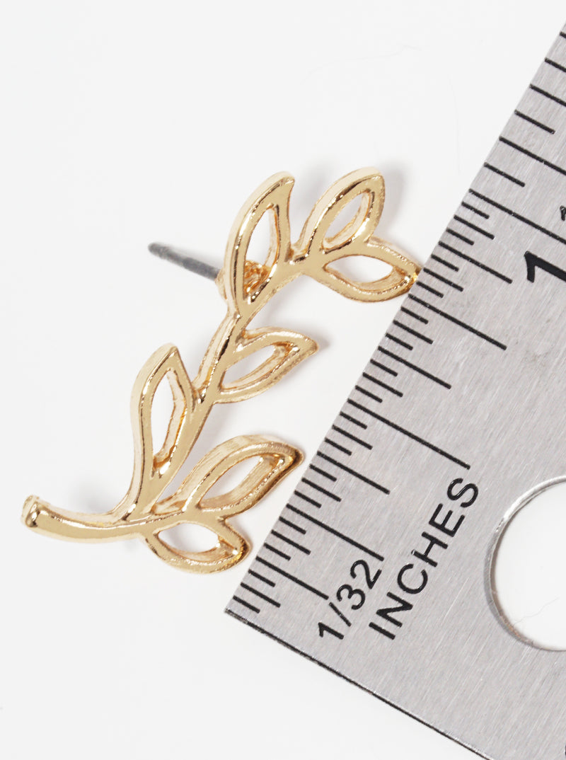 Metal Olive Leaf Post Stud Earrings