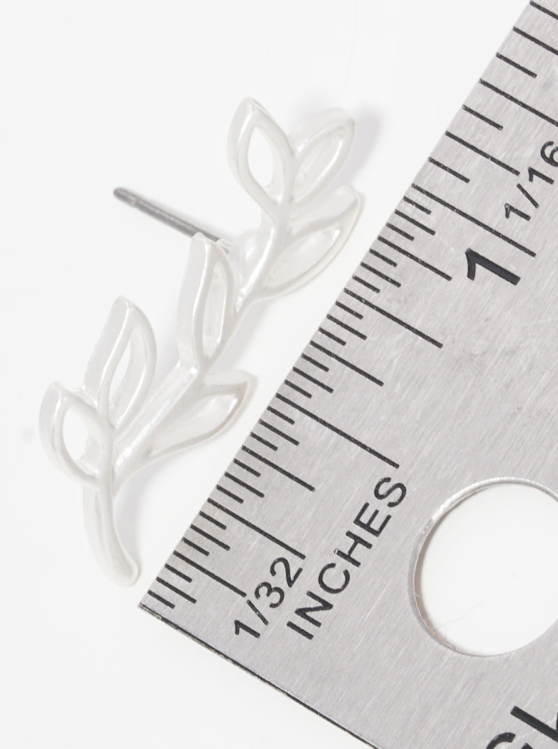 Metal Olive Leaf Post Stud Earrings