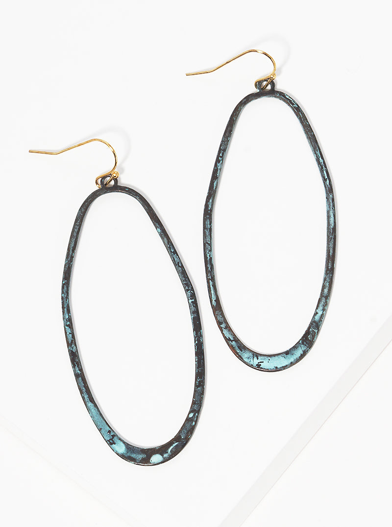 Metal Oval Dangle Drop Earrings
