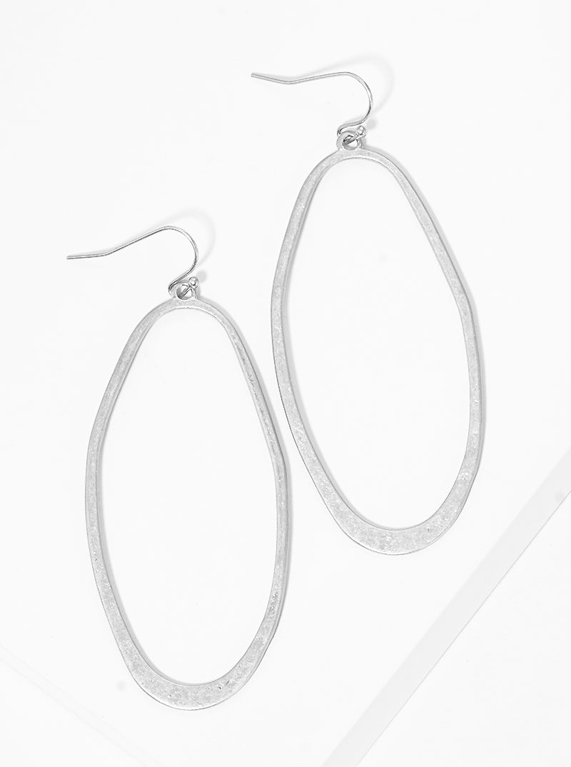 Metal Oval Dangle Drop Earrings