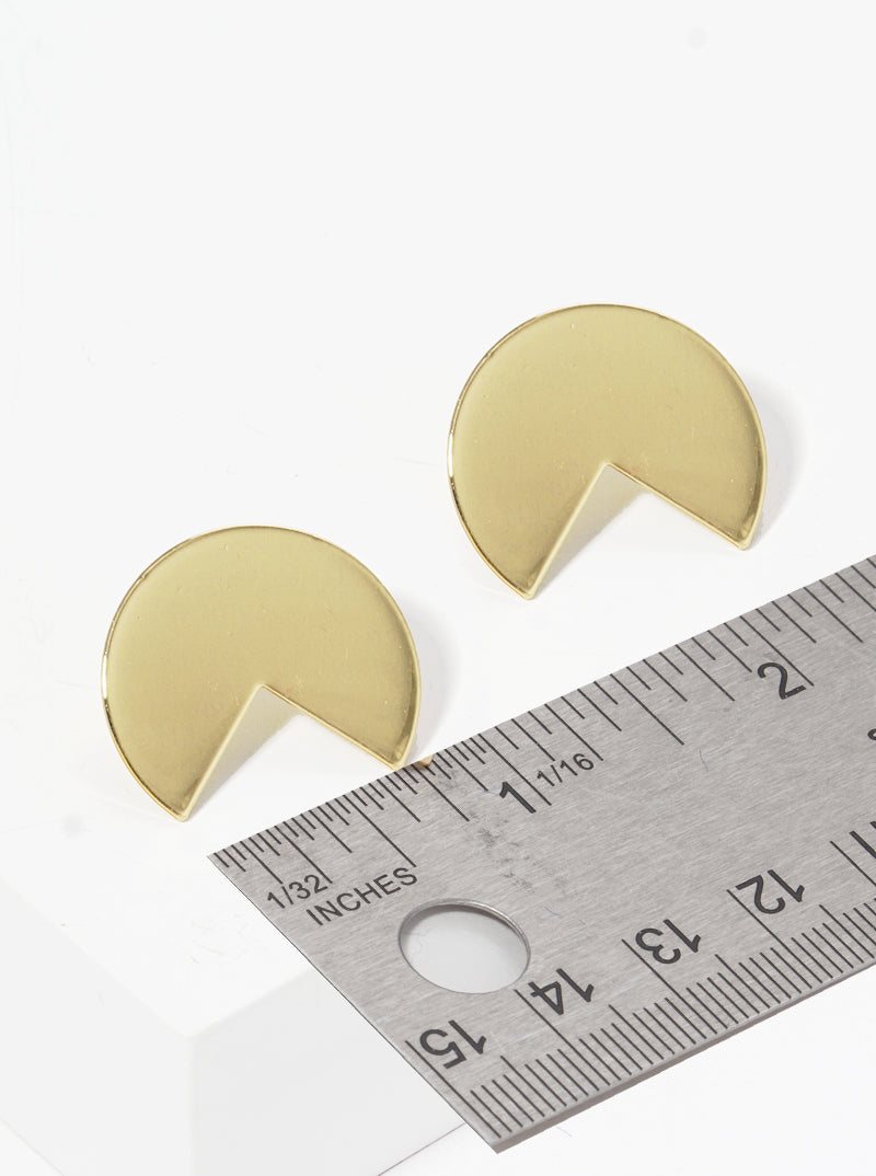 Metal Pacman Shape Post Stud Earrings