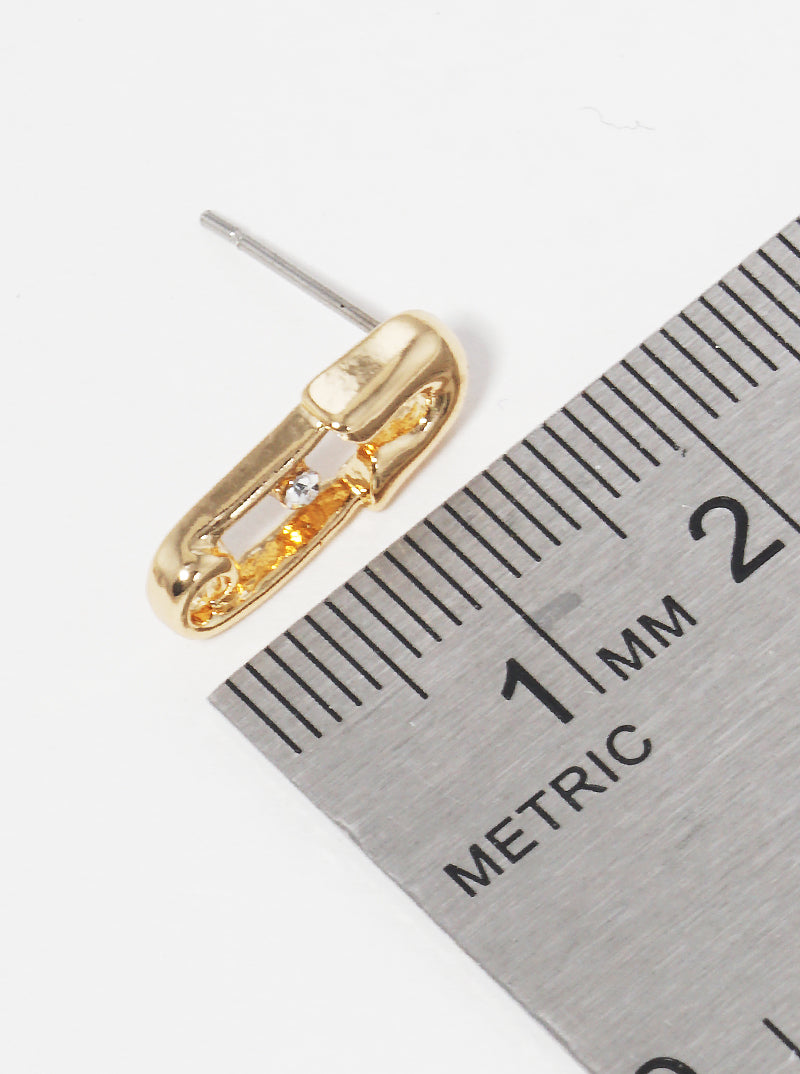 Metal Rhinestone Safety Pin Dainty Post Stud Earrings
