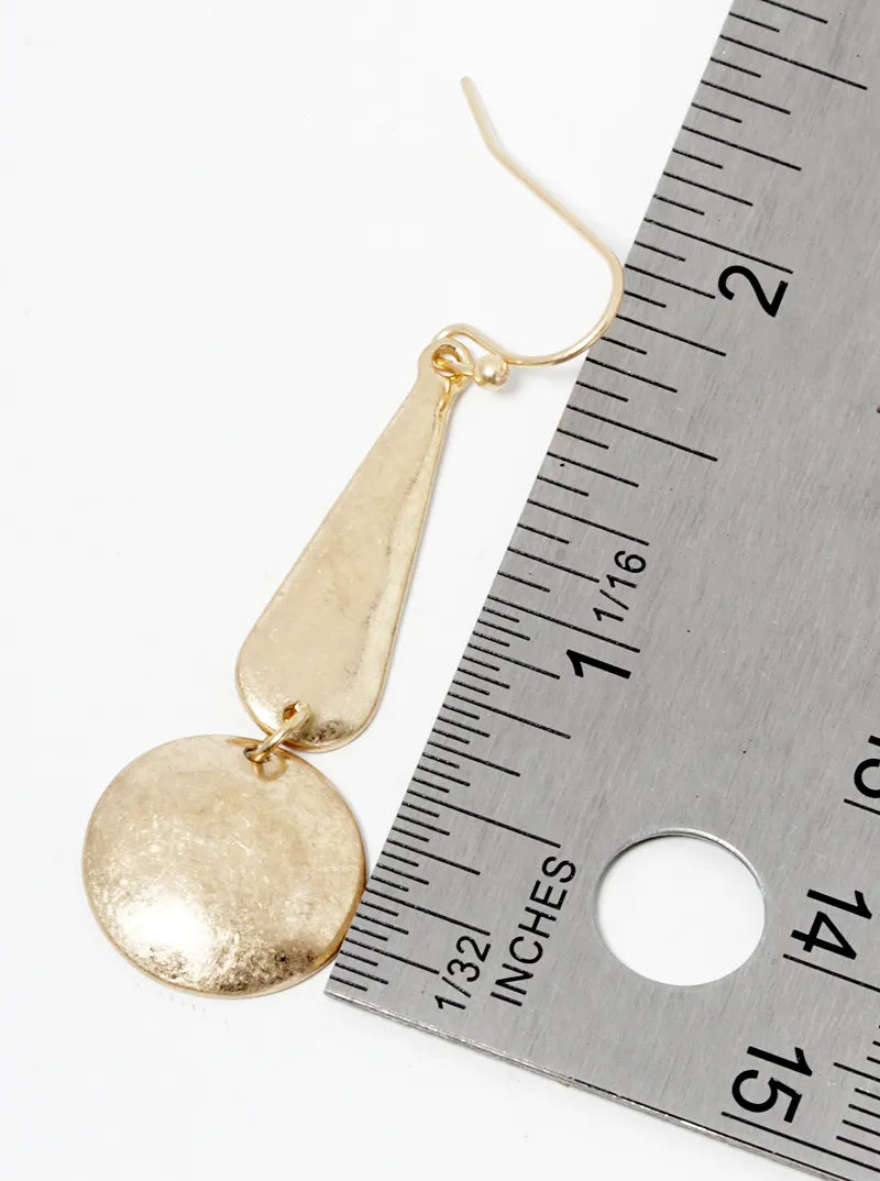 Metal Teardrop Round Disc Drop Lightweight Earrings
