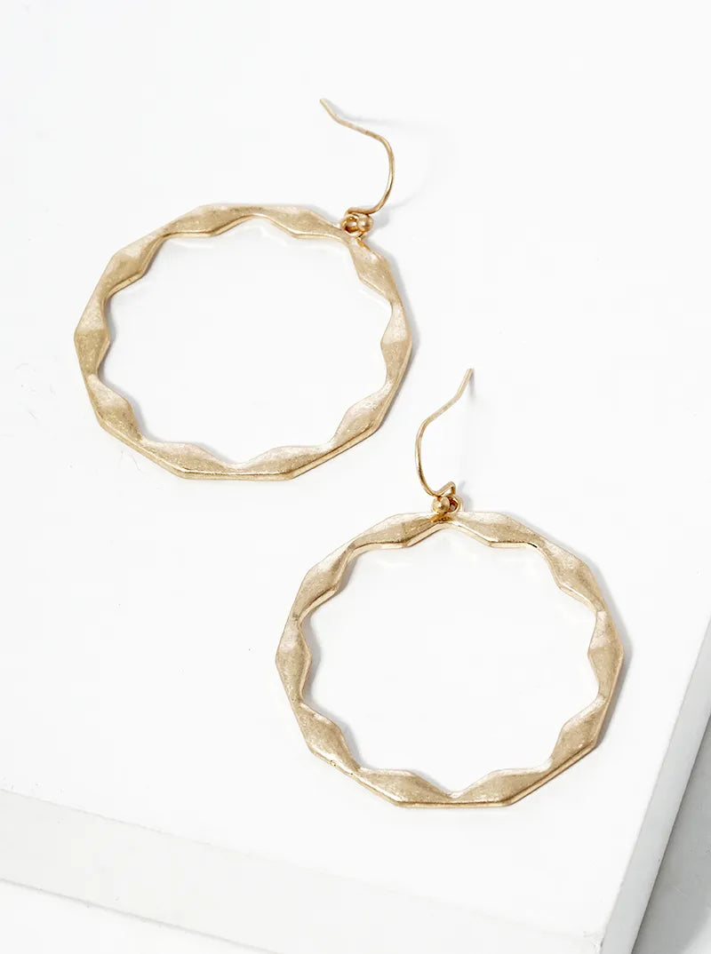 Metal Wave Circle Dangle Drop Earrings