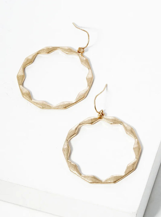 Metal Wave Circle Dangle Drop Earrings