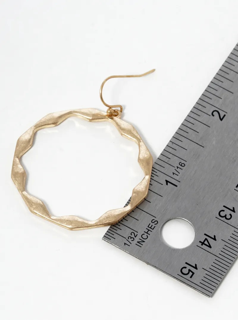 Metal Wave Circle Dangle Drop Earrings