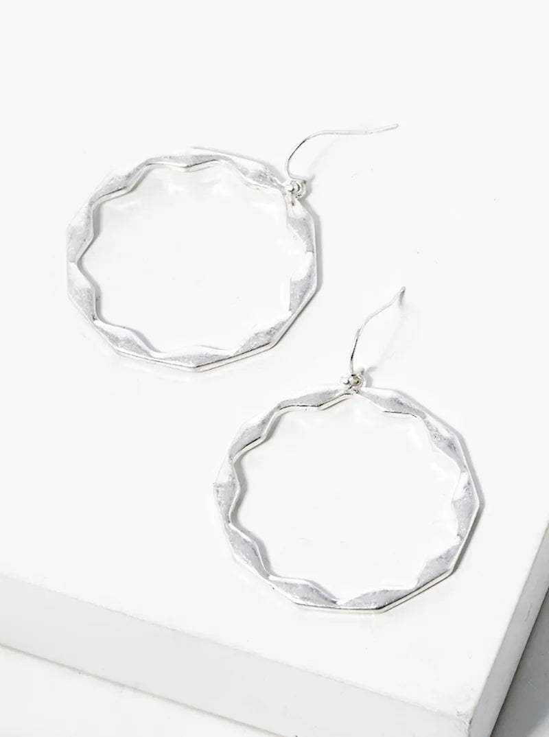 Metal Wave Circle Dangle Drop Earrings