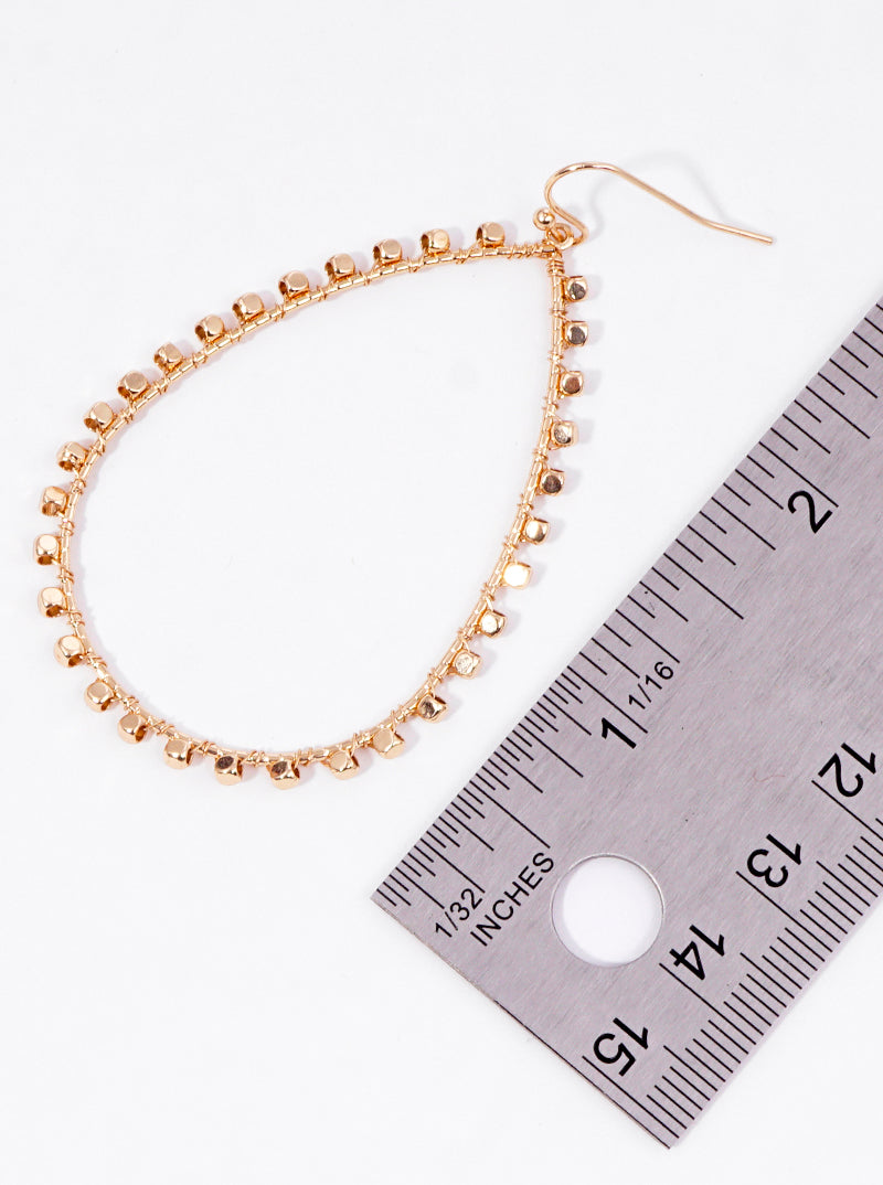 Metallic Bead Wired Teardrop Dangle Drop Earrings