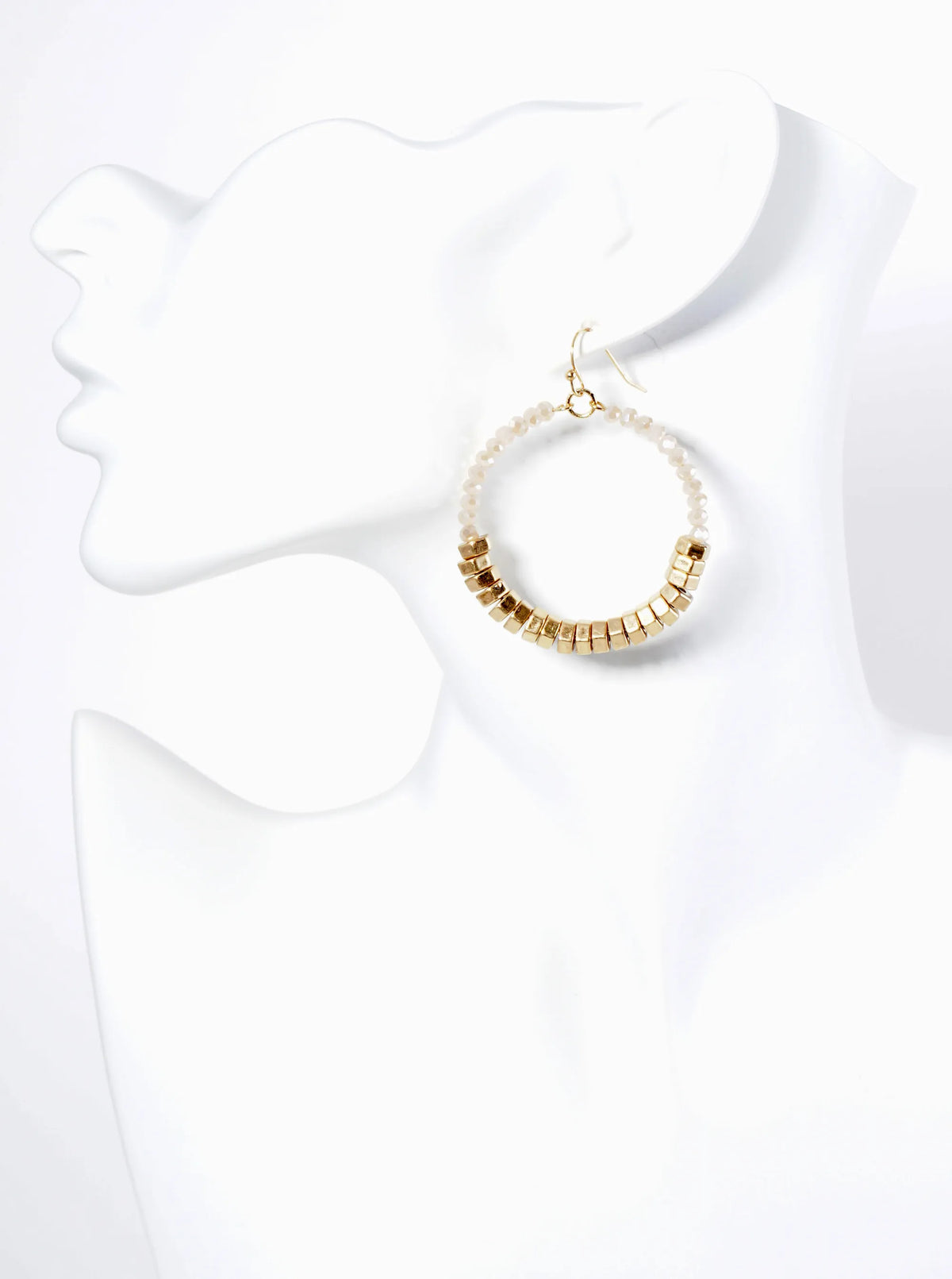 Metallic Beads And Glass Beads Wire Circle Dangle Drop Earrings